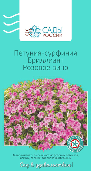 Петуния-сурфиния Бриллиант Розовое вино

Сортогруппа ампельных петуний «Сурфиния». Цветки насыщенных чистых окрасок, диаметром около 7 см (от 6 до 9 см), отличаются устойчивостью к сильным ветрам и сырой дождливой погоде. Теплолюбива. Рассаду высаживают в грунт после того, как минует угроза возвратных заморозков. 