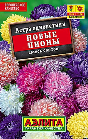 Семена Астра Новые пионы смесь. Превосходная смесь пионовидных астр, одна из лучших для срезки. Соцветия крупные, густомахровые, на каждом кусте их формируется до 25 шт. Кусты колонновидные, крепкие, устойчивые к фузариозу.