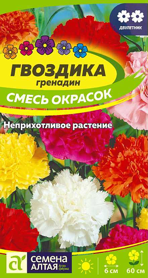 Семена Гвоздика Гренадин смесь

Декоративное двулетнее травянистое растение. Формирует хорошо развитые кустики 50-60 см высотой. Стебли прямые тонкие коленчатые, облиственные. Листья прикорневые узколинейные, собраны в основании куста в розетку. Стебли и листья покрыты серебристо-сизым налетом. Цветки различной окраски махровые, до 6 см в диаметре, расположены на верхушках побегов и обладают тонким ароматом. Используется для всех видов цветников и качественной срезки, в воде долго сохраняет декоративность.