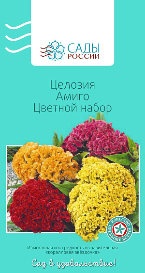 Целозия Амиго Цветной набор

Одна из лучших серий гребенчатых целозий с очень компактными карликовыми растениями, больше половины высоты которых приходится на яркое крупное соцветие-гребешок. Перед посевом семена замочить в растворе «Эпина» на 3–4 часа. Молодая целозия еще очень хрупкая, поэтому постарайтесь не повредить ее корневую систему при пересадке в грунт. Лучше пересаживать вместе с земляным комом. Не терпит слишком влажной почвы, поливать только в самые знойные дни, если она опустила листья. Теплолюбива. Рассаду высаживают в грунт после того, как минует угроза возвратных заморозков.