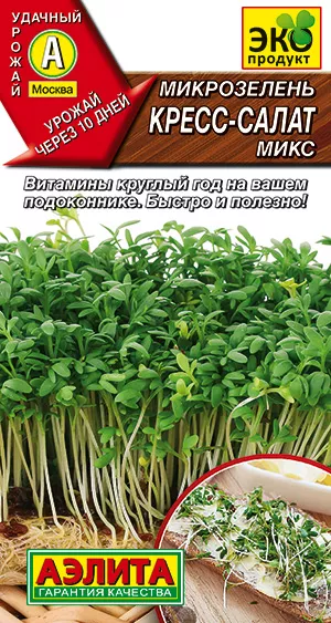 Кресс салат широколистный для проращивания микрозелени и беби листьев