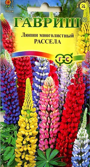 Семена Люпин Рассела смесь.
Красивоцветущее растение семейства бобовых. Стебель высотой до 100 см. Соцветие - плотная, многоцветковая кисть длиной до 45 см. Окраска цветков весьма разнообразна: белая, кремовая, желтая, розовая, красная, фиолетовая, синяя и голубая. Цветет с первых чисел июня в течение 30-40 дней. Светолюбив, но выносит легкую полутень. Хорошо растет на любых не тяжелых почвах с pH 5,5-6,0. Размножается семенами. Высевать лучше под зиму свежесобранные семена. Используют люпины в групповых посадках большими массивами на дальнем плане, на газонах или вместе с другими многолетниками в смешанных рабатках.