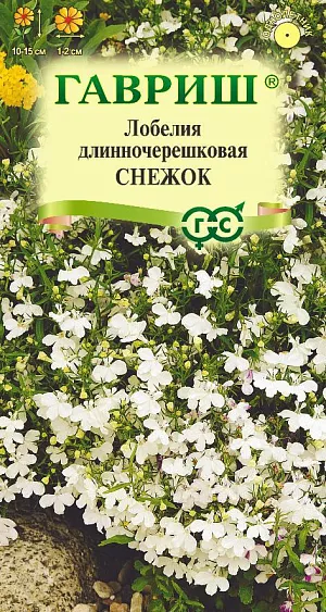 Семена Лобелия Снежок из каталога Лобелия Красивое травянистое растение семейства Лобелиевые, сплошь усыпанное белоснежными цветками, диаметром 1-2 см. Листья мелкие, темно-зеленые, расположены в очередном порядке. Цветет с июня по сентябрь. Растение светолюбивое, хорошо растет на умеренно влажных суглинистых и супесчаных почвах. Размножается семенами, посев которых производят в феврале-марте в ящики. Семена слегка вдавливают в почву, землей не присыпают. Посадочную емкость накрывают стеклом и ставят в освещенное теплое место. При температуре почвы +18ºС всходы появляются на 7-14 день. Всходы очень мелкие, развиваются очень медленно. Пикируют дважды в легкую землю. Рассаду высаживают после окончания весенних заморозков, с расстоянием между растениями 10-15 см. Для лучшего кущения верхушки молодых растений прищипывают. Используют, как декоративно-лиственное и красивоцветущее растение в цветниках, рабатках и группах, в бордюрах и ковровых композициях.