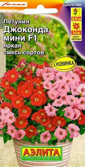 Семена Петуния Джоконда мини яркая F1 из каталога Петуния Семена Петуния Джоконда мини яркая F1. Кусты компактные, ветвистые, высотой 20-30 см. Цветки диаметром 5-6 см, не травмируются дождями и сильным ветром. Растения выдерживают кратковременные заморозки до – 5 °С и экстремальную жару. Они не завязывают семена, а направляют всю силу на образование новых цветков. Идеальны для контейнерной культуры, подходят для клумб и рабаток.<br>
<br>
Семена в гранулах! Гранулы располагают на поверхности почвы, не заделывая их, хорошо увлажняют из распылителя. При попадании влаги на гранулу оболочка должна раствориться. Посевы накрывают стеклом для сохранения постоянной влажности до полных всходов. Февральским посевам требуется дополнительная подсветка.