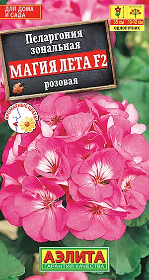 Семена Пеларгония Магия лета F2 розовая. Пеларгония (в просторечии «герань») – одно из самых популярных растений для дома и сада. Кусты компактные, высотой до 35 см. Цветки  диаметром 3 см собраны в крупные соцветия  диаметром 10-12 см. Растения неприхотливые, устойчивые к болезням и вредителям. Летом используются в садовых контейнерах, на балконах. На подоконниках в квартирах цветут круглый год в течении многих лет.<br>
 <br>
  Сеянцы пикируют в фазе одного-двух настоящих листьев. При достижении рассадой 8-10 см верхушки побегов прищипывают, чтобы стимулировать ветвление. Рекомендуем растения из открытого грунта перед заморозками пересадить в горшок и занести на зимовку в дом.<br>