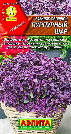 Семена Базилик овощной Пурпурный шар Семена Базилик овощной Пурпурный шар