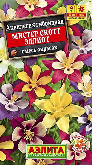 Аквилегия Мистер Скотт Эллиотт смесь из каталога Аквилегия <div>
Семена Аквилегия Мистер Скотт Эллиотт смесь.<br>
Многолетник.
</div>
<p>
Высота 80 см.
</p>
<p>
Диаметр цветка 10 см.
</p>
<p>
Неприхотливый зимостойкий многолетник весеннего и раннелетнего срока цветения. Хорошо развивается при небольшом затенении. Формирует куст высотой 70-80 см с ажурной листвой. Цветки крупные, Ø9-10 см, на длинных цветоносах, со шпорцами, собраны в рыхлые, метельчатые соцветия. Корневая система хорошо переносит зимовку в открытом грунте. Используется для оформления цветников и на срезку.<br>
</p>
<p>
Посев в открытый грунт под зиму, в конце октября, либо весной на рассаду. Предварительно стратифицированные семена сеют в марте-апреле. В фазе одного-двух настоящих листьев сеянцы пикируют. На постоянное место высаживают с конца мая. Растениям необходимы регулярные поливы, прополки, рыхления и подкормки.
</p>