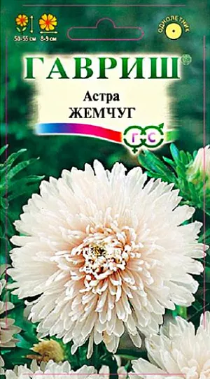Семена Астра Жемчуг<br>
 <br>
 Растение широкоовальной формы, высотой 50-55 см, диаметром 35-40 см. Соцветия махровые, диаметром 8-9 см, белые, к центру розовато-кремовые. Для выращивания подходят хорошо освещенные участки с плодородной суглинистой или супесчаной почвой. Астры обладают высокой холодостойкостью – хорошо переносят заморозки до -3-4°C. Выращивают, чаще всего, рассадным способом. Используются для получения срезки и оформления участка.<br>