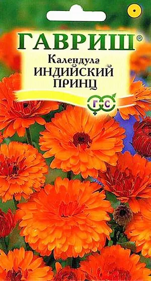 Семена Календула Индийский принц.
Популярное неприхотливое растение из семейства Астровых. Цветет с июня до заморозков. 
Цветение обильное и продолжительное, особенно при удалении отцветших соцветий. Соцветия бронзово-оранжевые с темным центром. 
Календула светолюбива и предпочитает легкие почвы, холодостойка - выдерживает до -5 C. Размножают прямым посевом в грунт. 
Семена высевают весной или под зиму, всходы появляются через 7-10 дней, их через некоторое время прореживают на расстоянии 20 см. 
Зацветает через 10 недель после посева. Сорт подходит для цветников и получения срезки.