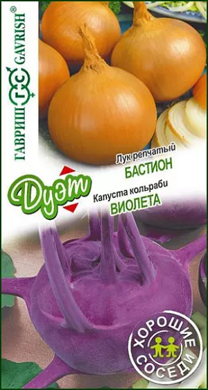 Семена Капуста кольраби Виолетта + Лук репчатый Бастион серия Дуэт
